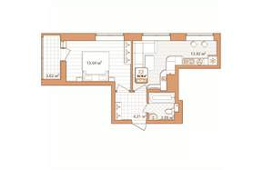 1-к квартира, строящийся дом, 38м2, 5/9 этаж