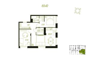 2-к квартира, вторичка, 63м2, 8/16 этаж