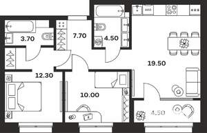 2-к квартира, вторичка, 62м2, 16/24 этаж