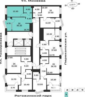 1-к квартира, вторичка, 45м2, 6/24 этаж