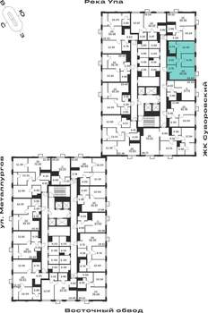 2-к квартира, строящийся дом, 54м2, 20/25 этаж