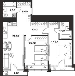 2-к квартира, вторичка, 81м2, 2/9 этаж