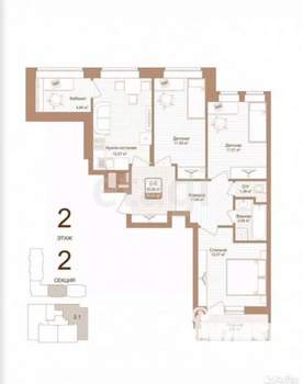 3-к квартира, вторичка, 71м2, 2/8 этаж