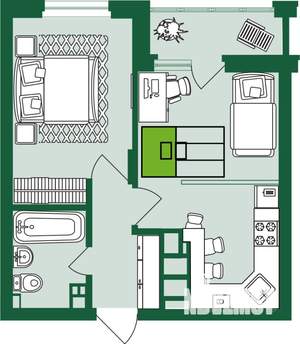 1-к квартира, строящийся дом, 39м2, 6/9 этаж