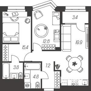 3-к квартира, строящийся дом, 67м2, 6/24 этаж