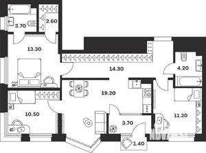 3-к квартира, строящийся дом, 84м2, 8/24 этаж