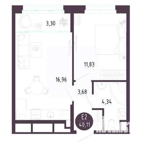 1-к квартира, вторичка, 40м2, 2/10 этаж