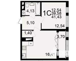 1-к квартира, вторичка, 41м2, 16/18 этаж