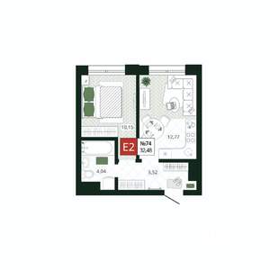 1-к квартира, вторичка, 32м2, 8/19 этаж