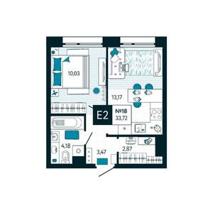 1-к квартира, вторичка, 34м2, 3/15 этаж