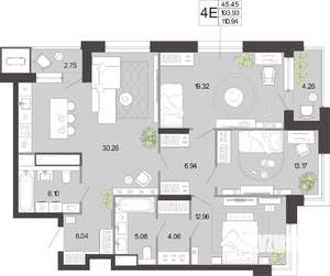 3-к квартира, вторичка, 111м2, 21/21 этаж