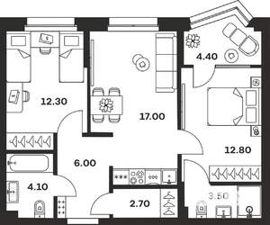 2-к квартира, вторичка, 63м2, 7/24 этаж