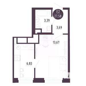 Студия квартира, строящийся дом, 28м2, 5/10 этаж