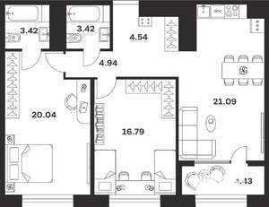 2-к квартира, вторичка, 79м2, 5/10 этаж