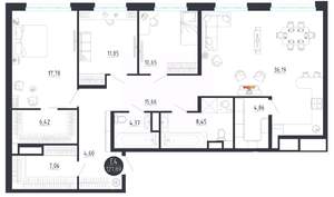 3-к квартира, строящийся дом, 128м2, 8/8 этаж