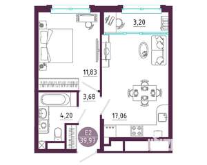1-к квартира, вторичка, 40м2, 5/10 этаж
