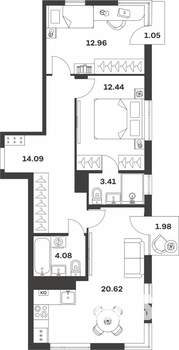 2-к квартира, вторичка, 71м2, 2/4 этаж