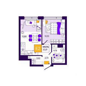 1-к квартира, вторичка, 33м2, 8/12 этаж