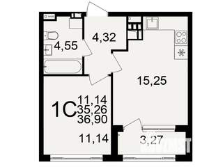 1-к квартира, вторичка, 35м2, 3/20 этаж