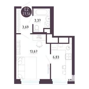 Студия квартира, строящийся дом, 28м2, 7/10 этаж