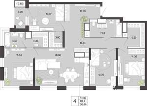 4-к квартира, вторичка, 137м2, 19/21 этаж