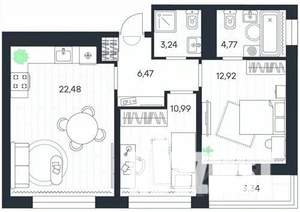 2-к квартира, строящийся дом, 64м2, 10/20 этаж