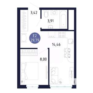 1-к квартира, вторичка, 30м2, 24/25 этаж