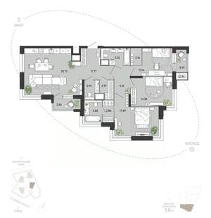 3-к квартира, вторичка, 118м2, 10/21 этаж