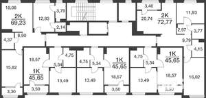 2-к квартира, вторичка, 69м2, 5/9 этаж