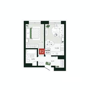 1-к квартира, вторичка, 36м2, 7/19 этаж