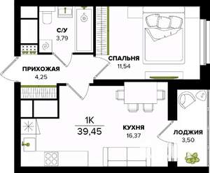1-к квартира, вторичка, 39м2, 11/25 этаж