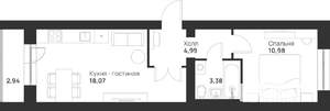 1-к квартира, вторичка, 40м2, 5/5 этаж