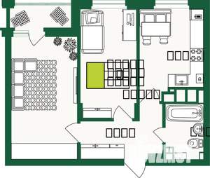 2-к квартира, строящийся дом, 56м2, 7/9 этаж
