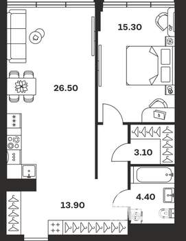 1-к квартира, вторичка, 63м2, 2/9 этаж
