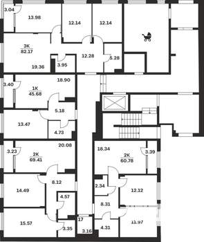2-к квартира, вторичка, 61м2, 1/9 этаж