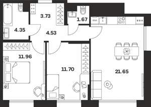 2-к квартира, вторичка, 60м2, 2/10 этаж