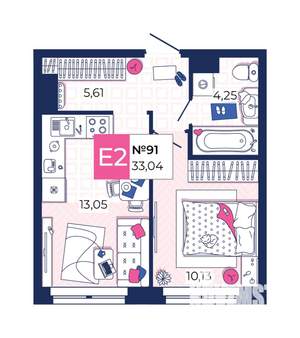 1-к квартира, вторичка, 33м2, 8/25 этаж