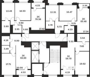 1-к квартира, вторичка, 60м2, 7/10 этаж