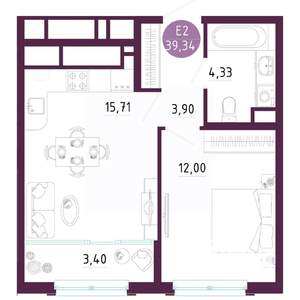 1-к квартира, вторичка, 39м2, 10/10 этаж