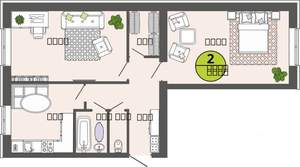 2-к квартира, строящийся дом, 64м2, 2/3 этаж