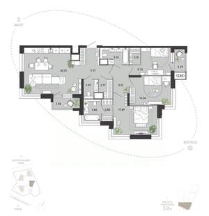3-к квартира, вторичка, 118м2, 18/21 этаж