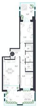 2-к квартира, строящийся дом, 129м2, 1/8 этаж