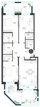 3-к квартира, строящийся дом, 158м2, 1/8 этаж