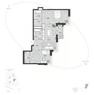 2-к квартира, вторичка, 85м2, 20/21 этаж