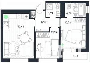 2-к квартира, строящийся дом, 64м2, 17/20 этаж