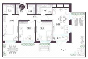 3-к квартира, вторичка, 125м2, 1/10 этаж