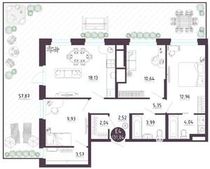3-к квартира, вторичка, 131м2, 1/10 этаж