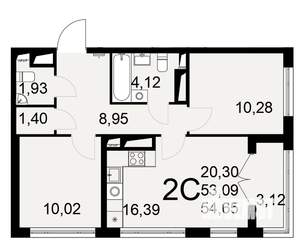 2-к квартира, вторичка, 55м2, 5/25 этаж