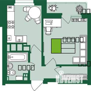 1-к квартира, строящийся дом, 36м2, 3/9 этаж