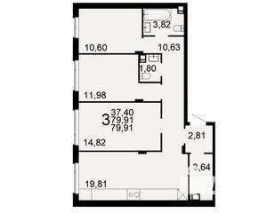 3-к квартира, вторичка, 80м2, 1/10 этаж